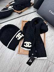 Fortok Chanel Logo Hat + Scarf Set Black - 2