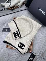 Fortok Chanel Logo Hat + Scarf Set Cream - 1