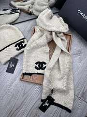 Fortok Chanel Logo Hat + Scarf Set Cream - 6