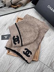 Fortok Chanel Logo Hat + Scarf Set Brown - 6