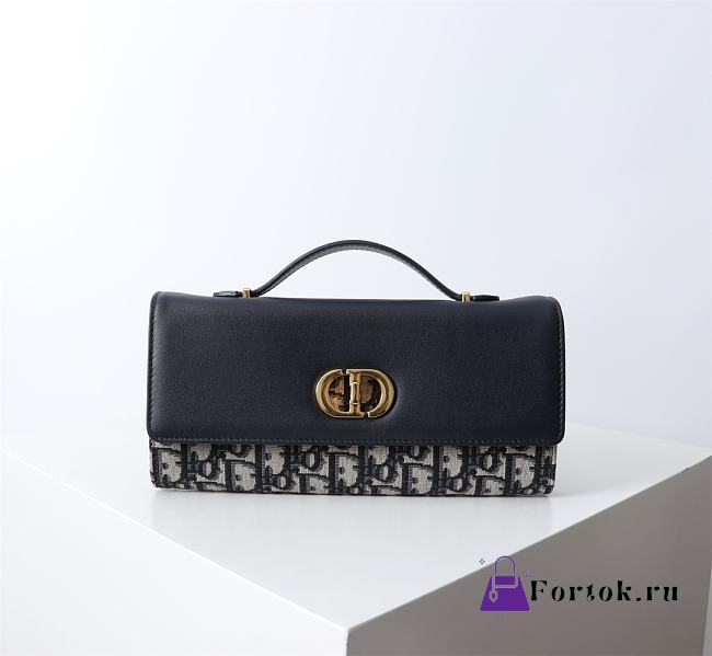 Fortok Dior Miss Caro Top Handle Clutch Black Oblique Jacquard 24x12x4cm - 1