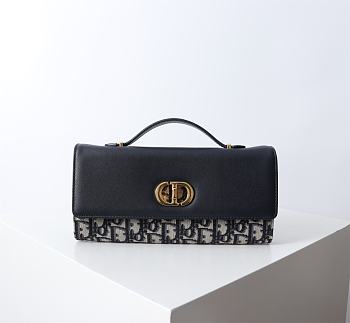 Fortok Dior Miss Caro Top Handle Clutch Black Oblique Jacquard 24x12x4cm