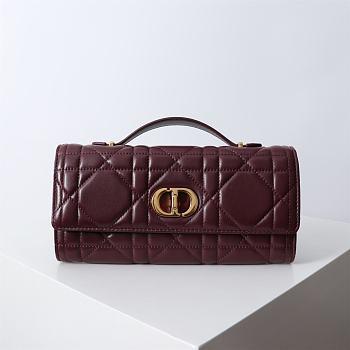 Fortok Dior Miss Caro Top Handle Clutch Burgundy Leather 24x12x4cm