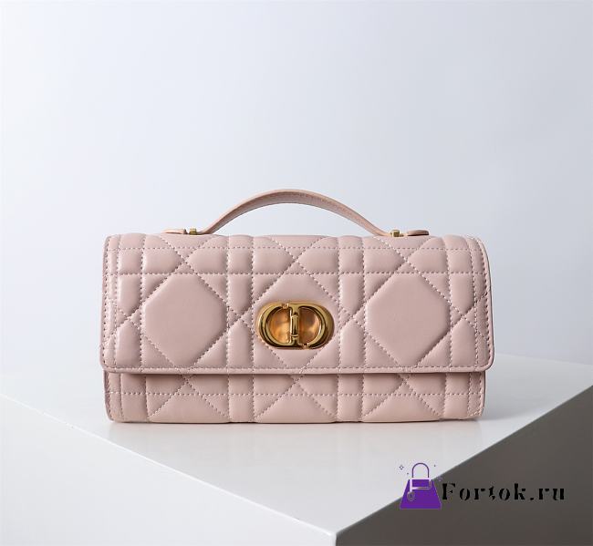 Fortok Dior Miss Caro Top Handle Clutch Pink Leather 24x12x4cm - 1