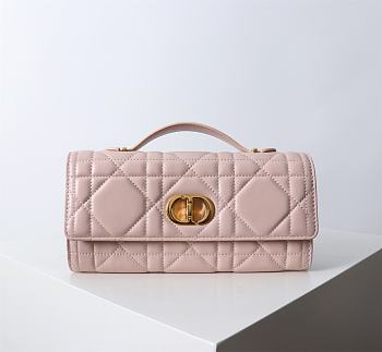 Fortok Dior Miss Caro Top Handle Clutch Pink Leather 24x12x4cm