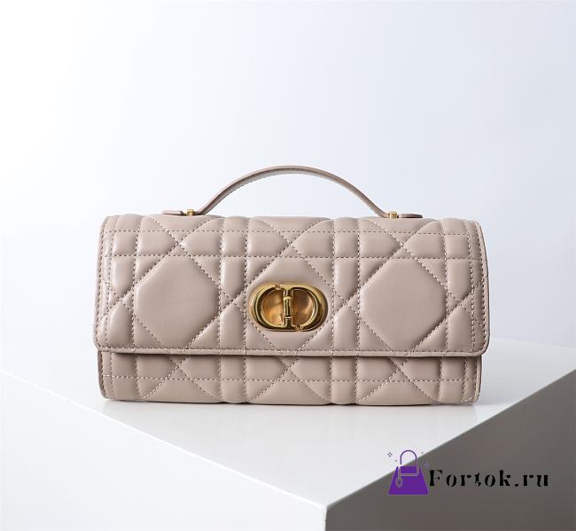 Fortok Dior Miss Caro Top Handle Clutch Beige Leather 24x12x4cm - 1