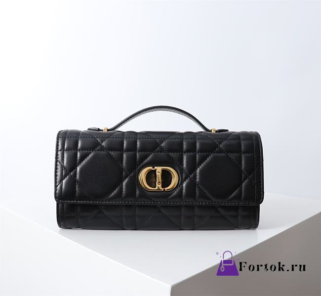 Fortok Dior Miss Caro Top Handle Clutch Black Leather 24x12x4cm - 1