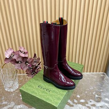Fortok Gucci Horsebit Burgundy Patent Leather Long Boots