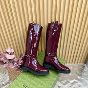 Fortok Gucci Horsebit Burgundy Patent Leather Long Boots - 5