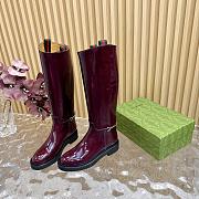 Fortok Gucci Horsebit Burgundy Patent Leather Long Boots - 2