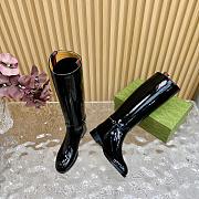 Fortok Gucci Horsebit Black Patent Leather Long Boots - 2