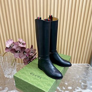 Fortok Gucci Horsebit Black Leather Long Boots