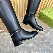 Fortok Gucci Horsebit Black Leather Long Boots - 6