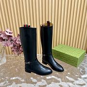 Fortok Gucci Horsebit Black Leather Long Boots - 5