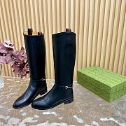 Fortok Gucci Horsebit Black Leather Long Boots - 4