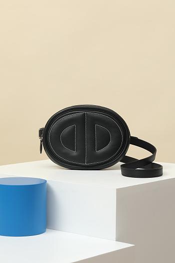 Fortok Hermes Swift Calfskin Waist Bag Black 19x13x4cm