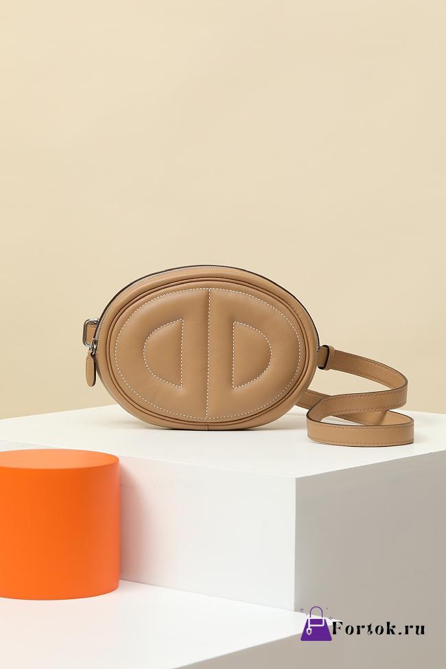 Fortok Hermes Swift Calfskin Waist Bag Brown 19x13x4cm - 1