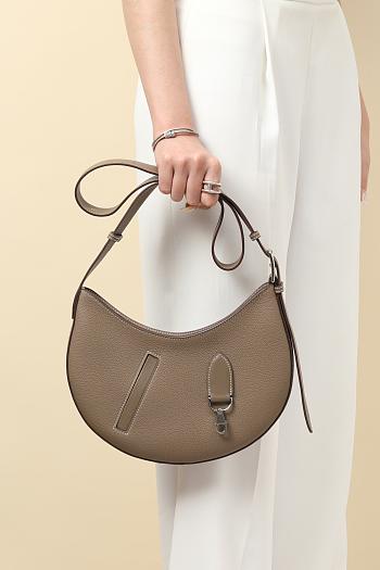 Fortok Hermes Togo and Swift Calfskin Shoulder Bag Taupe 28x15.5x3cm