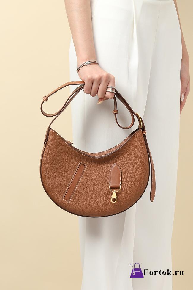 Fortok Hermes Togo and Swift Calfskin Shoulder Bag Brown 28x15.5x3cm - 1