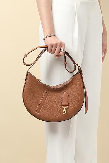 Fortok Hermes Togo and Swift Calfskin Shoulder Bag Brown 28x15.5x3cm