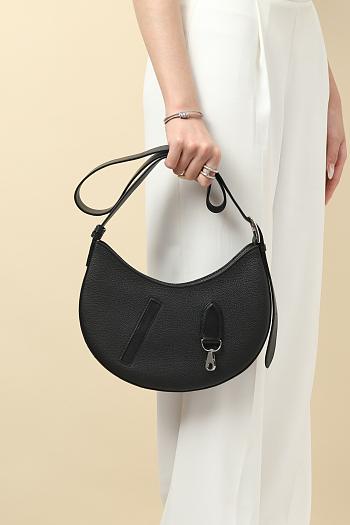 Fortok Hermes Togo and Swift Calfskin Shoulder Bag Black 28x15.5x3cm