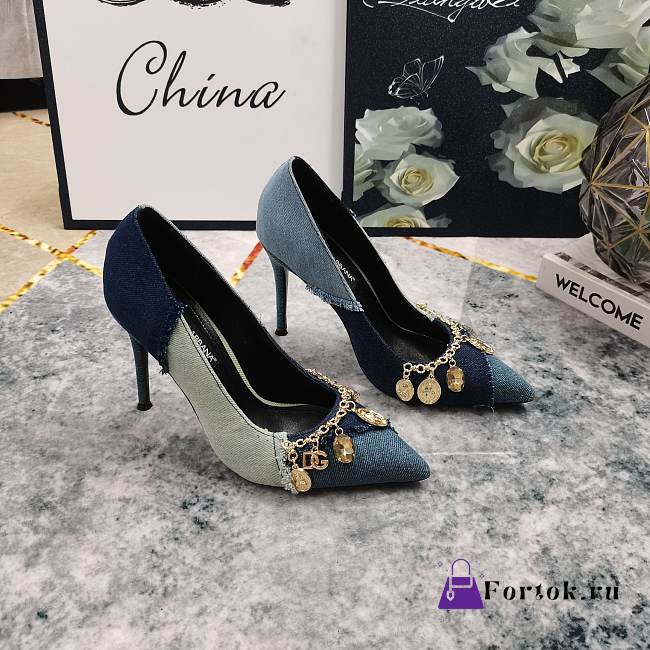 Fortok Dolce & Gabbana Patchwork Denim Pumps With Charms - 1