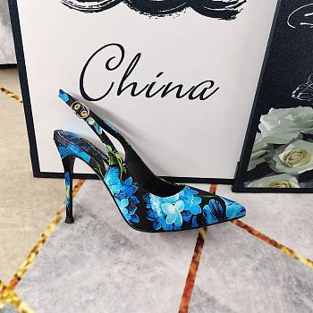 Fortok  Dolce & Gabbana Blue Floral Canvas Slingback
