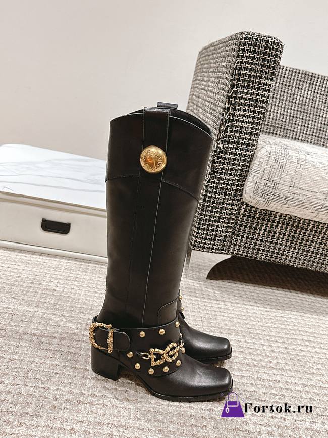 Fortok Dolce & Gabbana Biker Boots Black Leather  - 1