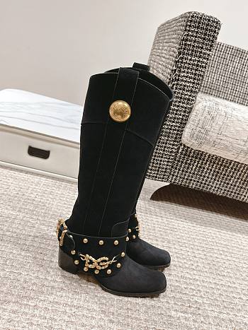Fortok Dolce & Gabbana Biker Boots Black Velvet Leather