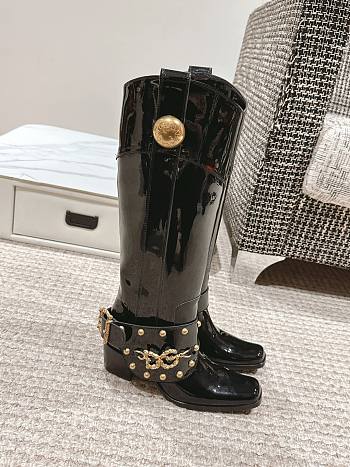 Fortok Dolce & Gabbana Biker Boots Black Patent Leather
