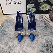 Fortok Dolce & Gabbana Blue Satin Rhinestone Bow High-heeled Sandals - 1