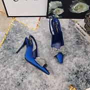 Fortok Dolce & Gabbana Blue Satin Rhinestone Bow High-heeled Sandals - 3