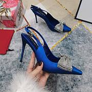 Fortok Dolce & Gabbana Blue Satin Rhinestone Bow High-heeled Sandals - 4