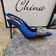 Fortok Dolce & Gabbana Blue Satin Rhinestone Bow High-heeled Sandals - 2
