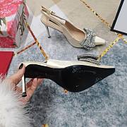 Fortok Dolce & Gabbana Cream Satin Rhinestone Bow High-heeled Sandals - 6
