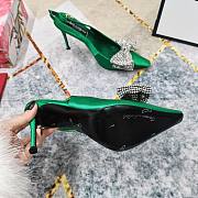 Fortok Dolce & Gabbana Green Satin Rhinestone Bow High-heeled Sandals  - 6