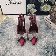 Fortok Dolce & Gabbana Burgundy Satin Rhinestone Bow High-heeled Sandals - 1