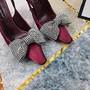Fortok Dolce & Gabbana Burgundy Satin Rhinestone Bow High-heeled Sandals - 6
