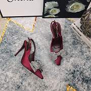 Fortok Dolce & Gabbana Burgundy Satin Rhinestone Bow High-heeled Sandals - 3