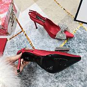 Fortok Dolce & Gabbana Red Satin Rhinestone Bow High-heeled Sandals - 3