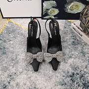 Fortok Dolce & Gabbana Black Satin Rhinestone Bow High-heeled Sandals - 1