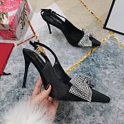 Fortok Dolce & Gabbana Black Satin Rhinestone Bow High-heeled Sandals - 6