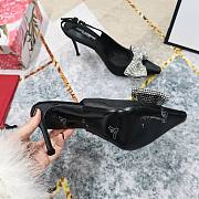 Fortok Dolce & Gabbana Black Satin Rhinestone Bow High-heeled Sandals - 5