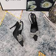 Fortok Dolce & Gabbana Black Satin Rhinestone Bow High-heeled Sandals - 2