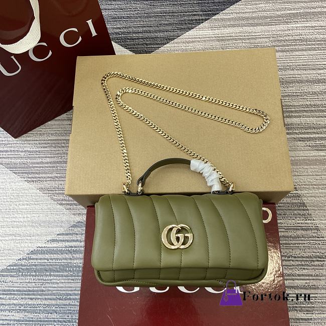 Fortok Gucci GG Milano Mini Top Handle Bag Green Puffy Quilted Leather 806017 21x12.5x4.6cm - 1