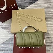 Fortok Gucci GG Milano Mini Top Handle Bag Green Puffy Quilted Leather 806017 21x12.5x4.6cm - 2