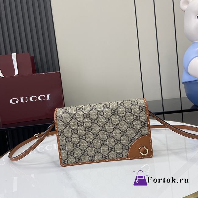 Fortok Gucci GG Emblem Super Mini Shoulder Bag Beige & Brown 820688 20x12.5x5cm - 1