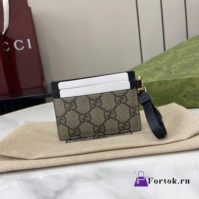 Fortok Gucci GG Emblem Card Holder Beige & Black 819121 10x7cm - 1