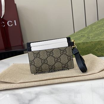 Fortok Gucci GG Emblem Card Holder Beige & Black 819121 10x7cm