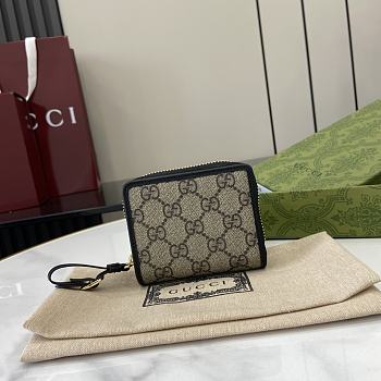 Fortok Gucci GG Emblem Zip Mini Wallet Beige & Black 819131 11x10x3cm